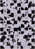 Modern Design Premium Cowhide Leather Carpet with Chevron Pattern, Area Rug (Black/White, 3x10)