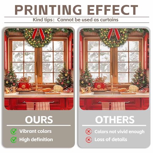 Fabric 10x8ft Christmas Kitchen Photography Backdrop Cabinets Window Winter Snow Scene Background Xmas Family Party Decoration New Year Photo Banner Props - size: 10'x8'
