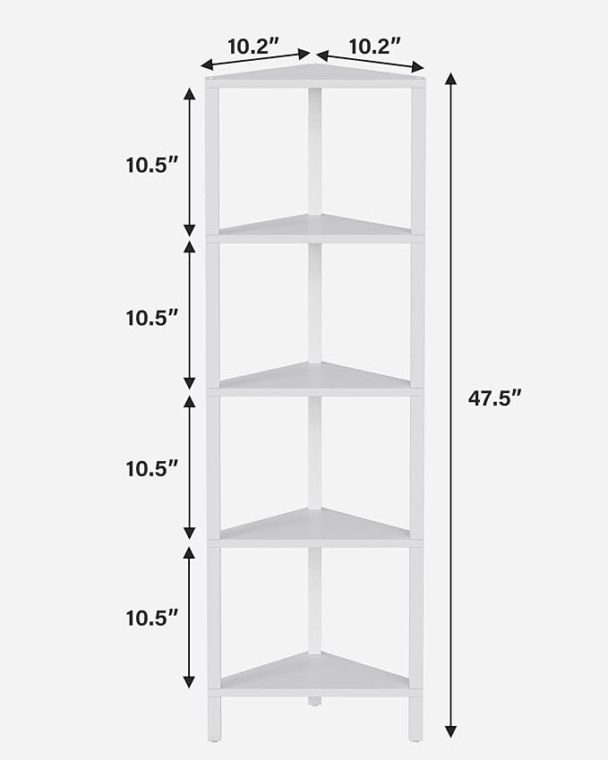 TUTOTAK Corner Shelf, 5-Tier Corner Bookshelf