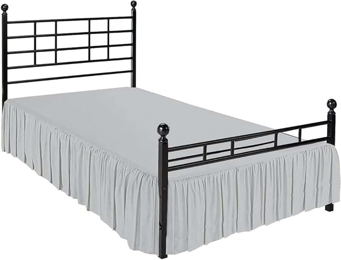 SlumberWell King Bed Skirt with Split Corners, Soft Microfiber, 20 Inch Drop, Light Grey Solid, Elegant Ruffled Design