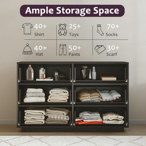 6-Drawer Dresser for Bedroom, 47.2" Wide, Wooden, Black