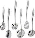 VALESKA 6PCS Stainless Steel Cooking Utensils Set,Metal Kitchen Utensils Set, Include Wok Spatula Stainless Steel,Metal Pasta Spoon and etc,Easy to Clean