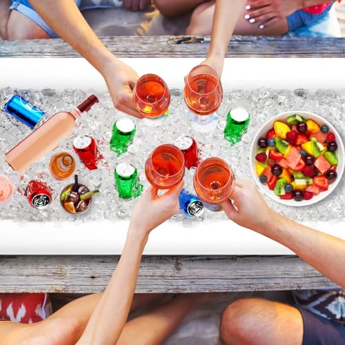 Jasonwell Inflatable Serving Bars Ice Buffet Salad Serving Trays Food Drink Holder Cooler Containers Indoor Outdoor BBQ Picnic Pool Party Supplies Beach Luau Hawaiian Tropical Cooler - style: 1 PC