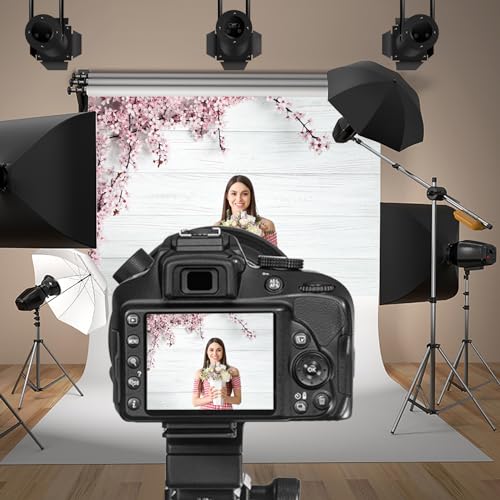 12x10ft Valentine's Day Backdrop Countryside Rustic White Wood Plank with Wood Texture Spring Pink Blossom Peach Apricot Cherry Background Children Baby Adults Portraits Backdrop - size: 12x10ft