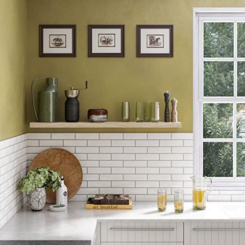 Ballucci Floating Shelf, 48" Wood Wall Shelf with Invisible Brackets for Bathroom, Living Room, Bedroom, Kitchen, Nursery, 8" Deep, Oak Finish