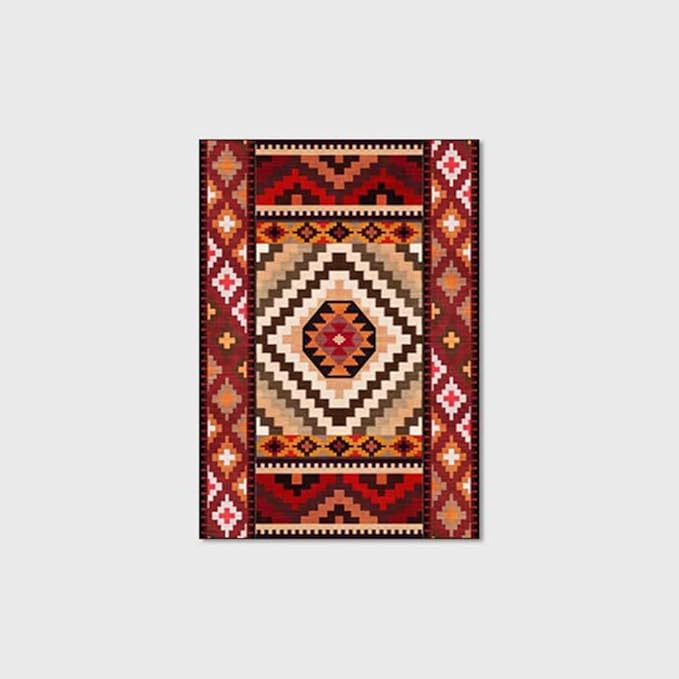 Vintage Boho Area Rugs Multicolor Ethnic Style Geometric Splicing Carpets Bedroom Living Room Kitchen Floor Mats Indoor Outdoor Non-Shedding Runner Rug Home Décor Carpet 3' X 7'