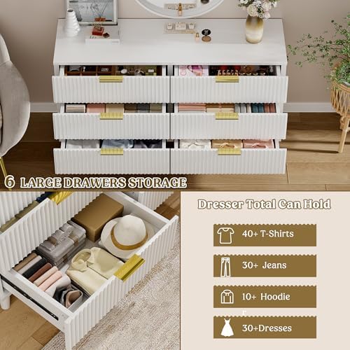 Modern Dressers and Nightstands Set 4-Piece, 2 Nightstands + 5 + 6-Drawers