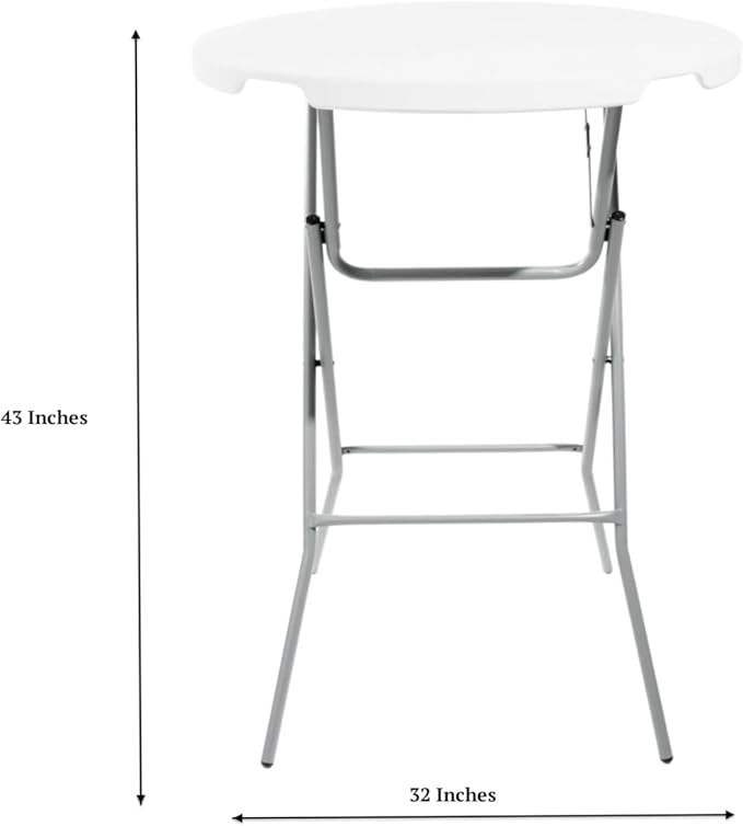 PRO&Family Commercial Round Folding Table, White Top, Powder-Coated Steel Frame, High-Impact Polyethylene Construction, Perfect for Wedding, Party, Shool, Church. (10, 32")