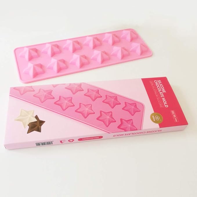Star Silicone Mold,12 Cavity Star Chocolate Mold,Pink