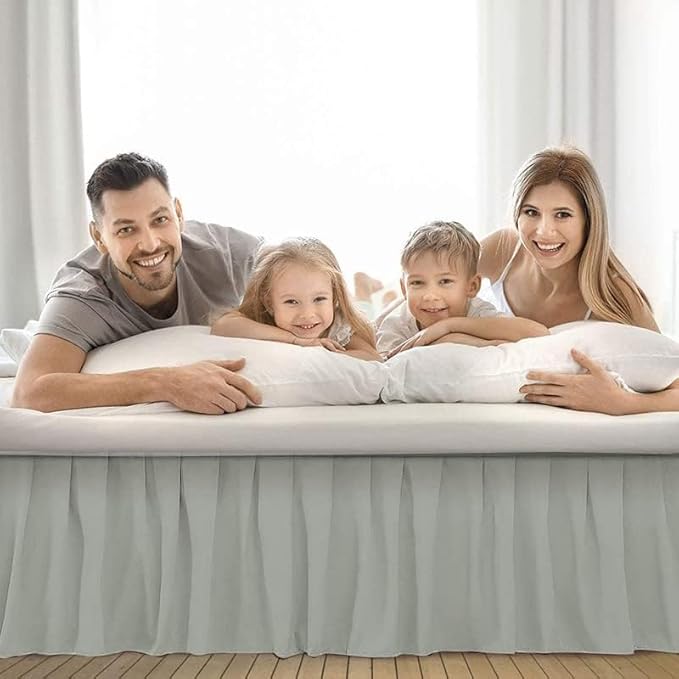 Ruffle Bed Skirt with Split Corners, Microfiber Dust Ruffled for a Perfectly Tailored Bedding Ensemble, Wrinkle and Fade Free, Easy Fit, King Size 21 Inch Drop, Light Grey