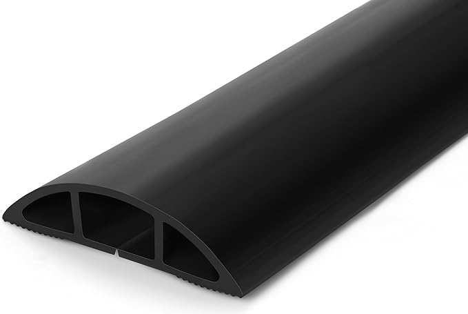 ZhiYo Floor Cord Cover 6ft, Cord Hider Floor Hide Extension Cords, PVC Cable Management Cover Prevent Cable Trips, Wire Covers for Cords, Cable Protector Wire Cavity W0.6in H0.32in Black
