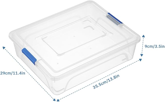 Plastic Storage Containers Clear Craft Storage Bins with Grey Handle,Organizer Box with Durable Lids Stackable Containers for Organizing Craft and Tools (4 Pack-10 Quart Blue)