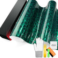 PET Marble Forged Carbon Fiber Textured Gloss Emerald Green Vinyl Wrap Auto Car Sticker Decal Film Sheet Bubble Free Air Release Technology with Tool Set 5FTx25FT - size: 5FT x 25FT