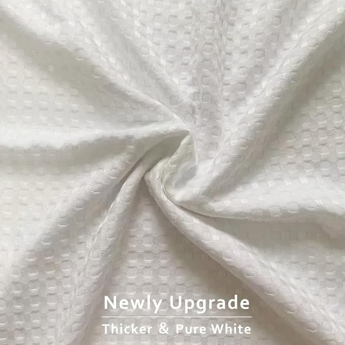 MIYE Pleated Waffle Weave Bed Skirt, Tailored Dust Ruffle 12 Inch Drop Easy Fit, Machine Washable (White, Twin - 12" Drop)