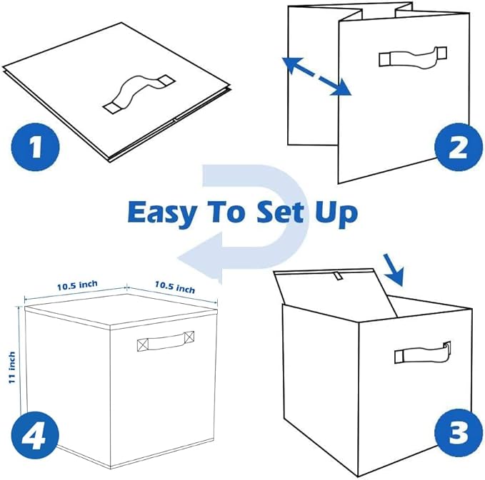 PowerKing Collapsible Storage Cubes with Handles, Fabric Foldable Bins for Closet Shelves, Durable Organization Storage Bins, 10.5'' x 11'' x 10.5'', 2 Pack, Purple
