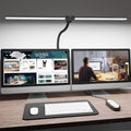 ShineTech LED Desk Lamp for Home Office, 5000K Bright Double Head Architect Task Lamps with Clamp, Dimmable Adjustable Flexible, Black - color: 5000K- Daylight White