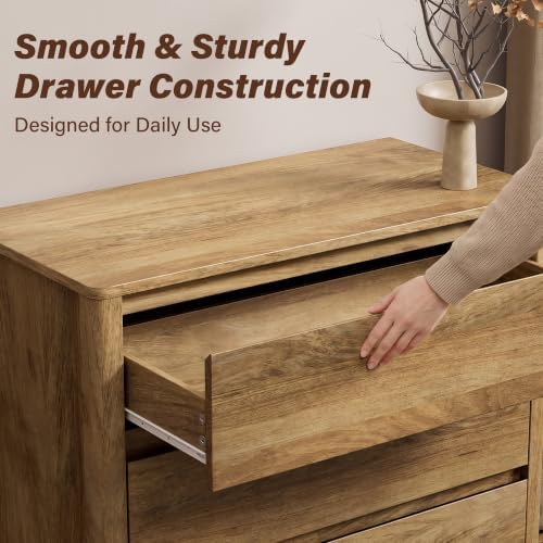 Furniway 31.5" Wide 3 Drawer Wood Dresser for Bedroom, Natural Oak