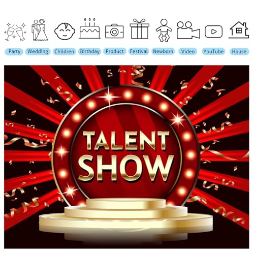 9x6ft Talent Show Backdrop Game Magic Music Dance Show Prom Background Kids Family Business Graduation Party Birthday Cake Table Banner Photoshoot Props - size: 9X6FT