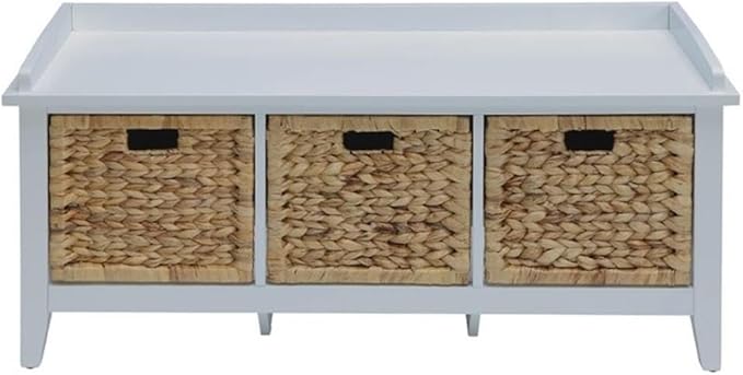 Acme Flavius 3-Drawer Wooden Storage Bench in White