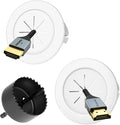 VCELINK in-Wall Cable Management Kit, 2.44" (62 mm) Mini Wall Cord Hider for TV/Coaxial/HDMI/Speaker Cords, Includes 2 Pass Throughs, Locking Brackets and Hole Saw Drill Attachment