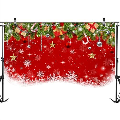 Mocsicka Christmas Backdrop Xmas Party Decorations for Family Holiday Photo Booth Props Snowflake Christmas Background Holiday Party Photo Prop Supplies (6x4ft) - size: 6x4ft