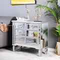 Bonnlo Mirrored Dresser 6 Mirror Drawers, Mirrored Cabinet, Glass Mirror Dresser, Modern Chest of Drawers, Silver, 32”L x 12”W