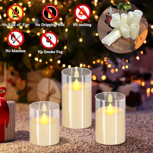 wemarry Flameless Candles 4" 5" 6" Acrylic Glass Pillars 3" Diameter Battery Operated Flickering Candles Include 8-Key Remote with Timer Function 400+ Hours (Pure White, Warm Light 12 Pack) - color: Pure White, size: Warm Light 12 Pack