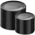 PULOTE 200PCS Black Plastic Plates - Heavy Duty Black Disposable Include 100 Each (10 inch Dinner & 7 inch Dessert) Plates, Disposable for Party, Birthday & Graduation - color: Black, size: 200 Pcs