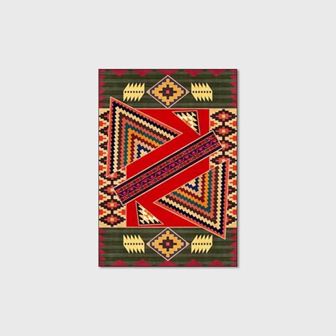 Vintage Boho Area Rugs Multicolor Ethnic Style Geometric Splicing Carpets Bedroom Living Room Kitchen Floor Mats Indoor Outdoor Non-Shedding Runner Rug Home Décor Carpet 3' X 7'