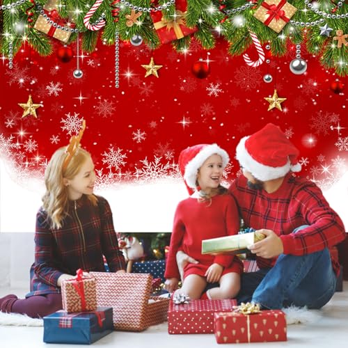 Mocsicka 7x5ft Christmas Backdrop Xmas Party Decorations for Family Holiday Photo Booth Props Snowflake Christmas Background Holiday Party Photo Prop Supplies - size: 7x5ft