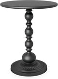 Funecy Metal Small End Table, Vintage Matte Black Round Side Table Nightstand