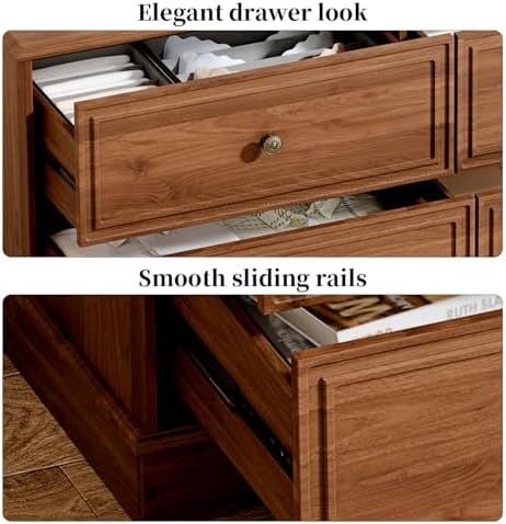 Chrangmay Modern Chest of Drawers with 6 Drawers,Deep Drawers,Clothes Organizer,Large Storage Cabinet for Living Room, Bedroom,Hallway,with Anti-Tipping Device, Brown