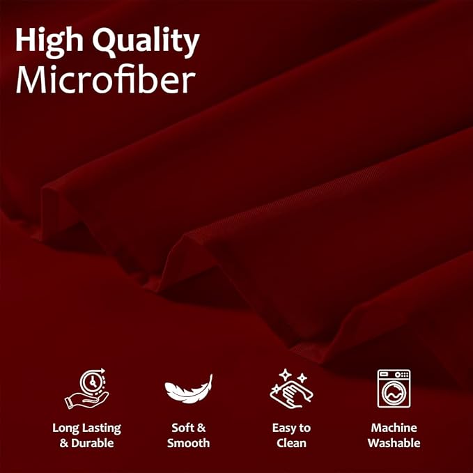 Shreem Linen Ruffled Bed Skirt with Split Corners, Gathered Style, 100% Microfiber, 16-Inch Drop, Dust Ruffle Bedskirt with Platform, Full, Burgundy