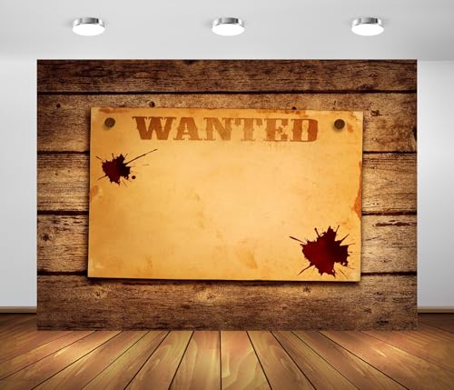 10x6.5ft Fabric Western Wanted Backdrop Old Wanted Paper Textures Background Wanted by Police Murder Mystery Party Decorations Cowboy Photo Studio Props - size: 10x6.5FT
