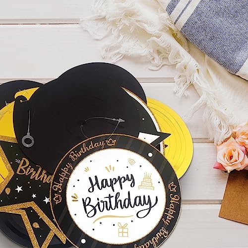 Happy 17th Birthday Black & Gold Glitter Swirls Streamers Party Decorations - 15 Pcs 17th Birthday Hanging Swirls Streamers Kit,Cheers to Seventeen Years Old Bday Party Sign.