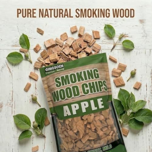 Apple Wood Smoking Chips 2 lb – Natural Fruit Wood Chips for Smoker & Grill, Mild Sweet Smoke Flavor for Chicken, Pork & Fish, Clean Burning, No Chemicals