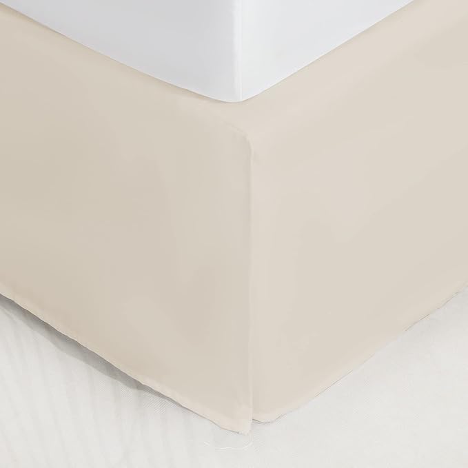 SONIVE Queen Bed Skirt,15" Drop Pleated Dust Ruffle,Classic Tailored Easy Fit Brushed Microfiber Skirts Hotel Quality Shrinkage & Fade Resistant Beige