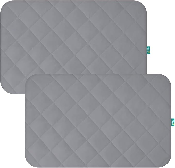 Pack and Play Sheets Fitted Waterproof Pack and Play Mattress Protector Pad Cover 2 Pack Gray Quilted 39" x 27"