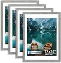Hongkee 18x24 Frame Set of 4, 18 x 24 Grey Wood Style(Mat 16x20)
