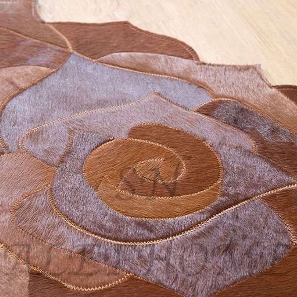Round Floral Area Rug – Elegant Textured Rose Design – Soft Decorative Circle Mat with Non-Slip Backing for Living Room, Bedroom, Nursery, or Entryway (Brown_9x9 ft)