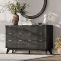 47" Wide Fluted 6 Drawers Dresser for Bedroom,Curved Edge,Black