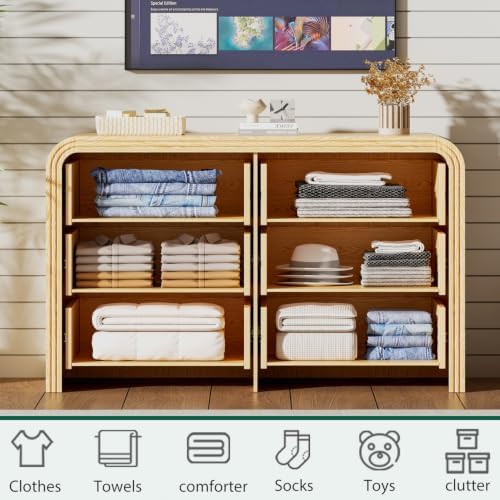 Ieejdn 47" Modern Chest of Drawer, 6 Deep Drawers,Clothes Organizer,Large Storage Cabinet for Living Room, Bedroom,Dresser TV Stand, Wood Drawer Organizer for Living Room, Hallway, Wood