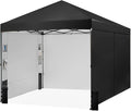 Tunbne 10X10 Comercial Pop Up Canopy Tent with 4 Sidewalls and 6 Pockets, One Push Setup Center Lock, for Beach Patio Outdoor, Case, 8 Stakes, 4 Ropes, 4 Sandbags (Pitch Black)