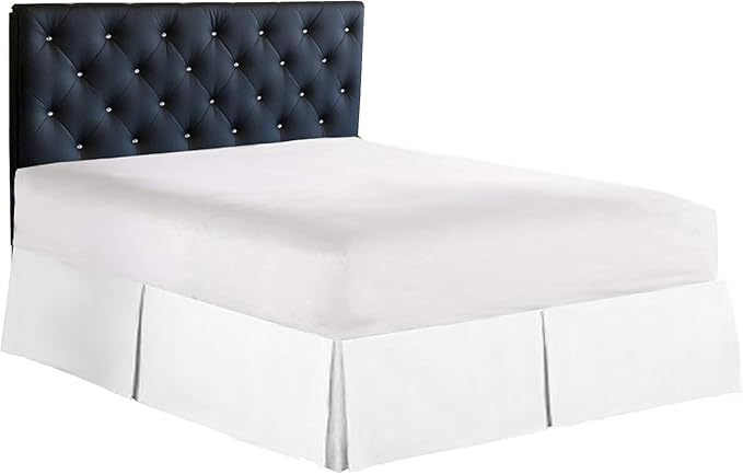 Bed Skirt - 100% Cotton 800 Thread Count Box Pleated Bed Skirt - Luxury Pleated Dust Ruffle, Hotel Quality Modern Bed Skirt, Easy Fit with 12 Inch Tailored Drop, California King, White