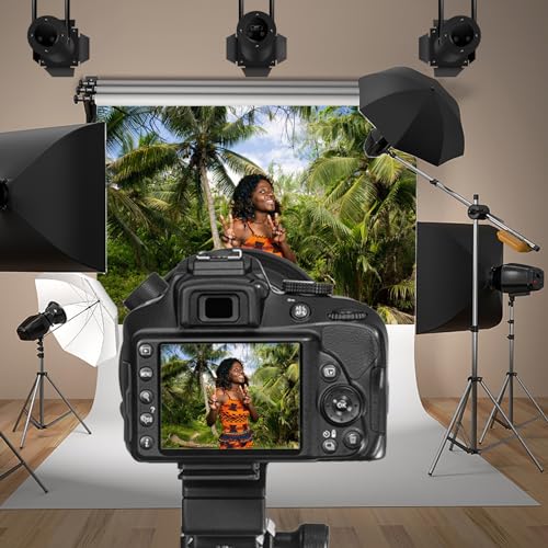 12x8ft Tropical Island Backdrops for Photography Coconut Palm Trees Background Island Wedding Backdrop Summer Theme Party Siesta Holiday Green Spring Summer Photo Studio Video Props - size: 12x8ft