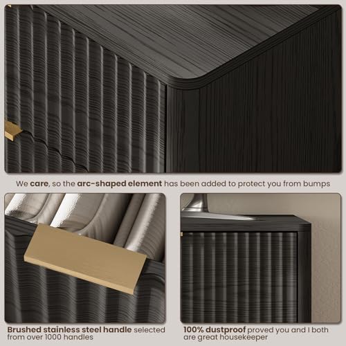 47" Wide Fluted 6 Drawers Dresser for Bedroom,Curved Edge,Black
