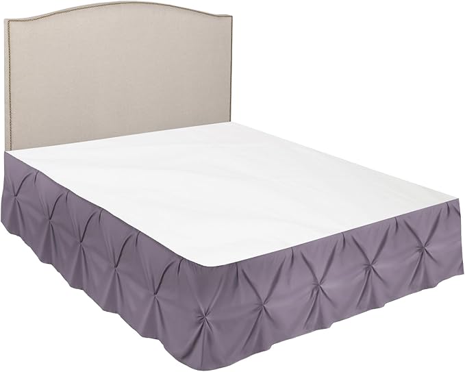 Nestl Grayish Purple Bed Skirt King Size, Pinch Pleat King Bed Skirt, 14" Inch Drop King Bedskirt, Hotel Quality Purple Bed Skirts, Microfiber Bedskirt for King Bed, Grayish Purple King Bed Skirt