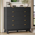 BORNOON 46" Tall Dresser for Bedroom, 10-Drawer Fluted Chest of Drawers, Modern Wood Highboy with Metal Slides and Handles, Anti-Tip Kit, Vertical Clothes Storage Organizer for Apartment, Closet