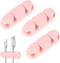 Mabor 3PCS Cable Clips Cord Wire Organizer Electrical Cable Management Holders 4 Hole Silicone Cable Harness USB Charging Accessory Cute Cable Holder for Office and Home Desk (Pink)