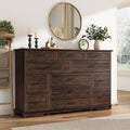 jiteentarou Farmhouse 12 Drawer Dresser for Bedroom,63” Wood Dresser & Chest of Drawers with Power Outlets,Large & Wide Dressers for Bedroom,Tall Storage Dresser Organizer(Rustic Brown)